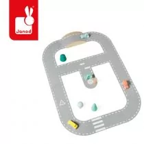 Filcowy tor dla samochodów z akcesoriami 2+ Janod - Tory, garaże, parkingi - miniaturka - grafika 1