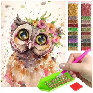 Haft Diamentowy ARTULIO, Obraz DIY 5D, Diamond Painting, Mozaika Diamentowa 30X40cm (Sowa z wiankiem) + Zestaw Akcesoriów - Zabawki kreatywne Haft Diamentowy ARTULIO, Obraz DIY 5D, Diamond Painting, Mozaika Diamentowa 30X40cm (Sowa z wiankiem) + Zestaw Akcesoriów - Zabawki kreatywne - miniaturka - grafika 1