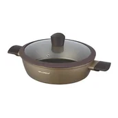 Patelnie - Patelnia głęboka aluminiowa Cava z pokrywką 24 cm 2,4 l złoty - miniaturka - grafika 1