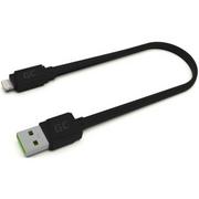 Kable USB - Apple Green Cell Kabel Przewód GCmatte Lightning Płaski 25 cm z obsługą szybkiego ładowania 2.4A KABGC02 - miniaturka - grafika 1