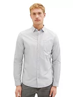 Koszule męskie - TOM TAILOR Męska koszula slim fit z delikatnymi paskami z bawełny, 32292-off White Navy Dobby Structure, 3XL - miniaturka - grafika 1