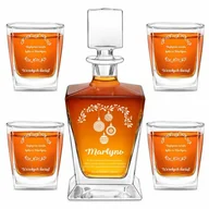 Karafki - Karafka do whisky pyramid z 4 szklankami capitol i grawerem - miniaturka - grafika 1