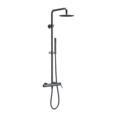 Zestawy prysznicowe - Excellent PI zestaw prysznicowy ścienny z deszczownicą 25 cm, grafit szczotkowany - miniaturka - grafika 1