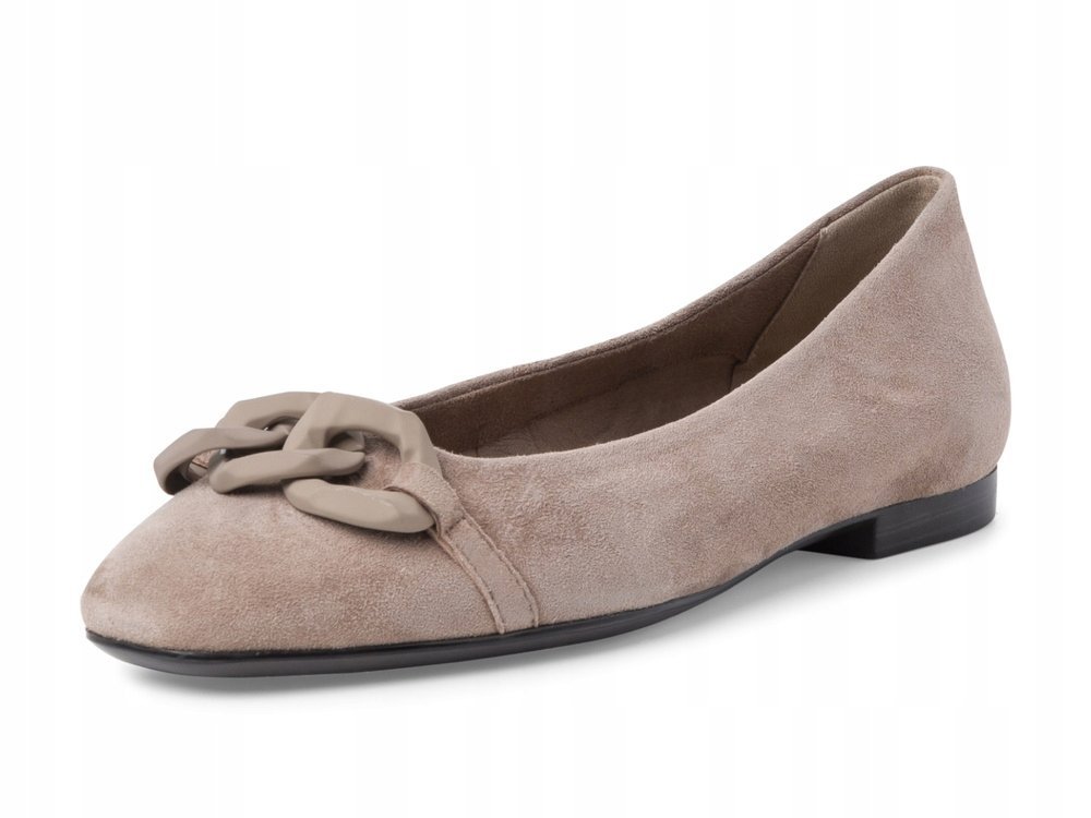TAMARIS BALERINY Z ŁAŃCUCHEM ZAMSZOWE BRĄZOWE ELEGANCKIE 37 1J0A