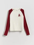 Bluzki dla dziewczynek - Reserved - Koszulka z nadrukiem - intenstywna czerwień - miniaturka - grafika 1