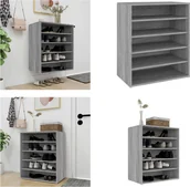 Szafki na buty - vidaXL Szafka na buty Szara Sonoma 60x35x70 cm Materiał drewnopochodny - Stojak na buty - Półki na buty - Przechowywanie butów - Szafka na buty - miniaturka - grafika 1