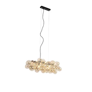 QAZQA Wisząca lampa design czarna z bursztynowym szkłem 8 źródeł światła - Uvas. - Lampy sufitowe - miniaturka - grafika 1