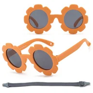 Okulary przeciwsłoneczne - Dziecięce 0-2 lata gumowe okulary przeciwsłoneczne polaryzacyjne z gumką POL-JR-72 pomarańcz - miniaturka - grafika 1