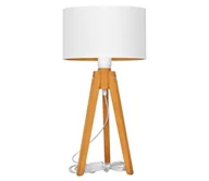 Lampy stojące - Lampa stołowa ALBA 1xE27/60W/230V biała/złoty/dąb - miniaturka - grafika 1