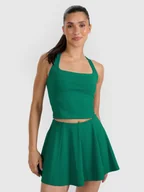 Koszulki sportowe damskie - 4F Crop-top tenisowy szybkoschnący damski - zielony L - miniaturka - grafika 1