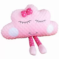 Kołdry i poduszki dla dzieci - Różowa poduszka dekoracyjna chmurka minky z nogami. - miniaturka - grafika 1