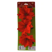 Ozdoby bożonarodzeniowe - Poinsecja kwiat 3 sztuki 13 cm - miniaturka - grafika 1