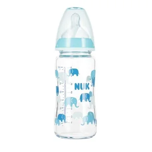 Nuk Butelka szklana z wskaźnikiem temp. 0-6 mies. First Choice turkusowa 10745121 240 ml - Butelki dla niemowląt - miniaturka - grafika 1