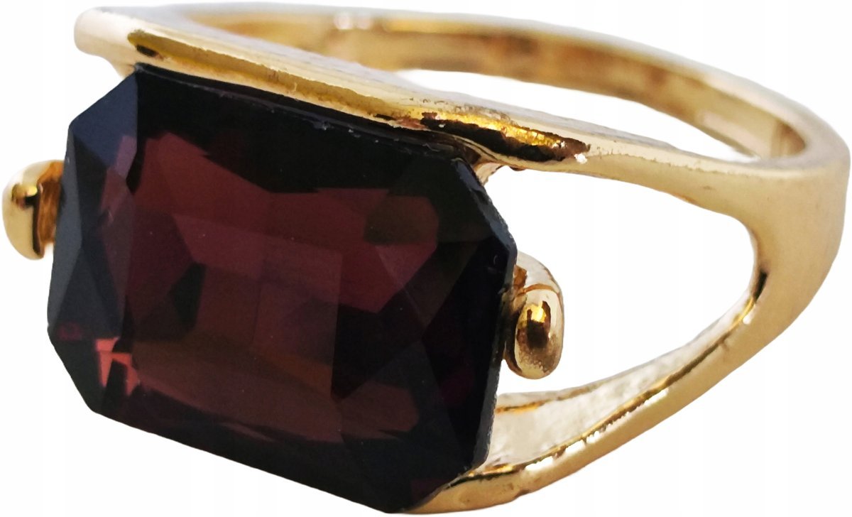 Złoty Pierścionek z Cyrkonią Duża Cyrkonia Kamień Stal Chirurgiczna Vintage