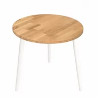 Ławy i stoliki kawowe - Stolik okrągły z drewna dębowego Modern Oak, Wykończenie nogi - Buk - farba biała, Średnica blatu [cm] - 60, Wysokość [cm] - 54 - miniaturka - grafika 1