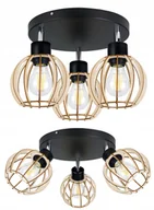 Lampy sufitowe - Lampa Wisząca Sufitowa Żyrandol Kula Drewniana - miniaturka - grafika 1