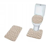 Dywaniki łazienkowe - DYWANIKI ŁAZIENKOWE 3szt. BEŻOWE ZESTAW KOMPLET MIĘKKIE ANTYPOŚLIZGOWE - miniaturka - grafika 1