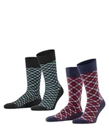 Skarpetki damskie - FALKE Mężczyźni Skarpety Smart Check 2-Pack M SO Bawełna z wzorem 2 Pak, Wielokolorowy (Sortiment 0010), 43-46 - miniaturka - grafika 1