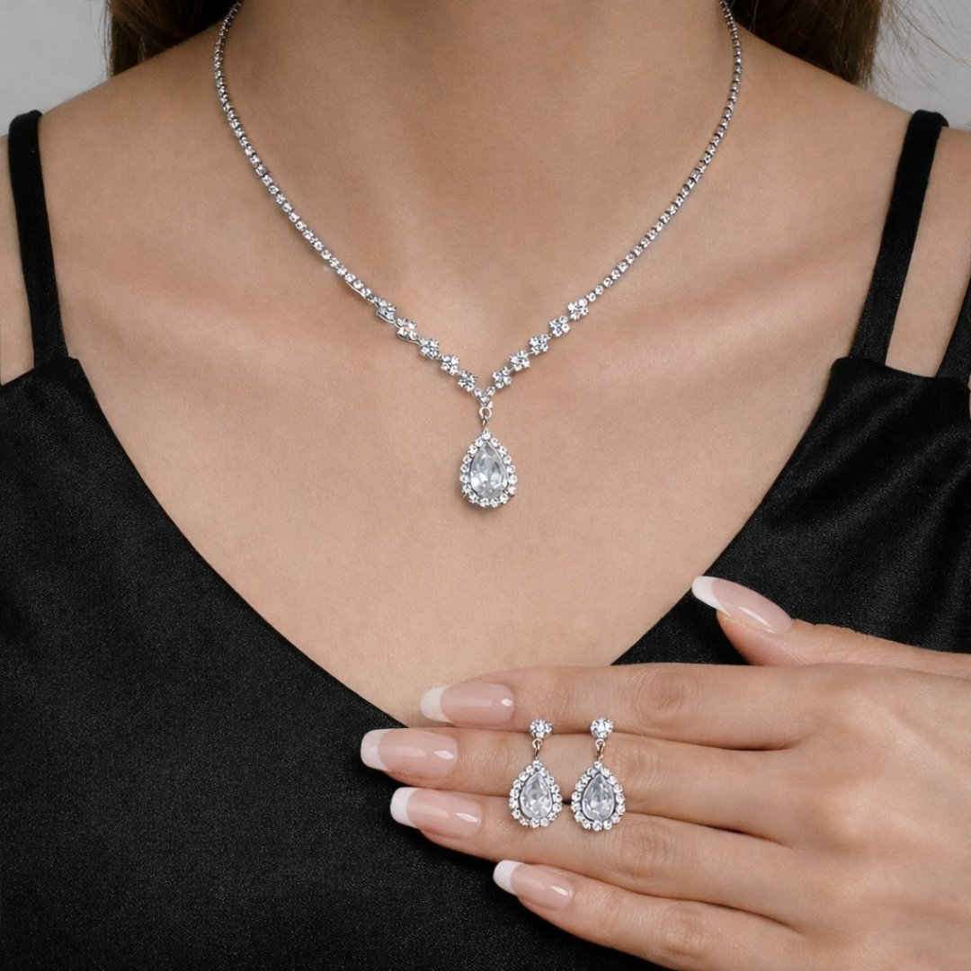 Komplet Bridal Teardrop Silver