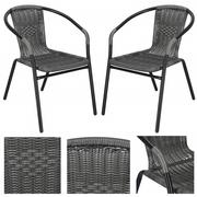 Fotele i krzesła ogrodowe - Krzesła ogrodowe 2 szt. metalowe, plecione krzesło na balkon szare zestaw Springos - miniaturka - grafika 1