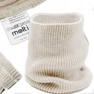 Komin zimowy damski ciepły modny wełniany WEŁNA MERINO prążek klasyczny - Apaszki i szaliki damskie - miniaturka - grafika 1