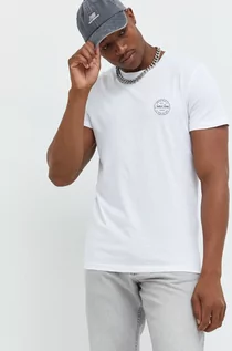 Koszulki męskie - Jack & Jones t-shirt bawełniany kolor biały z nadrukiem - grafika 1