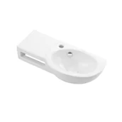 Umywalki - Umywalka ścienna Uptrend TRIXIE biały połysk, z otworem na baterię oraz przelewem, relingien na ręcznik 1 szt. - miniaturka - grafika 1