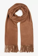 Apaszki i szaliki damskie - Brązowy Szalik z Tkaniny Wykończony Frędzlami Teofilla - miniaturka - grafika 1