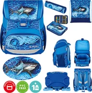 Przybory szkolne - Herlitz Zestaw tornister plecak szkolny Loop Plus Blue Shark rekin 6-9lat HERLITZ - miniaturka - grafika 1