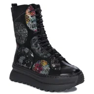 Botki damskie - Maciejka Botki Damskie Skórzane Na Platformie Czarne-37 - miniaturka - grafika 1