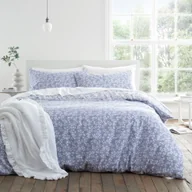 Pościel - Biała/niebieska bawełniana pościel dwuosobowa 200x200 cm Shadow Leaves – Bianca - miniaturka - grafika 1