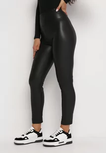 Czarne Legginsy z Imitacji Skóry Fecia - Legginsy - miniaturka - grafika 1