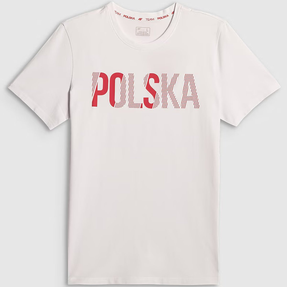 Koszulka Męska 4F Polska T-Shirt Sportowy Bawełniany Kibica Biały 4FRSS26TTSHM4202 L