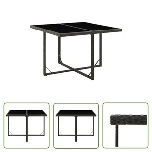 The Living Store Stół ogrodowy - czarny - 109x107x74 cm - polirattan i szkło - Stół - Stoły ogrodowe The Living Store Stół ogrodowy - czarny - 109x107x74 cm - polirattan i szkło - Stół - Stoły ogrodowe - miniaturka - grafika 1