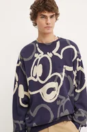 Bluzy męskie - Desigual bluza bawełniana OHIO x Disney męska kolor granatowy wzorzysta 24WMSK17 - miniaturka - grafika 1