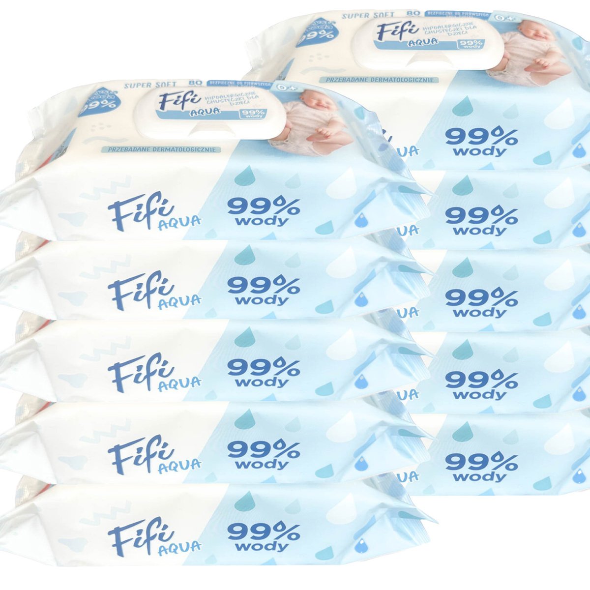 Zestaw - Chusteczki dla dzieci wodne FIFI Aqua 800 szt