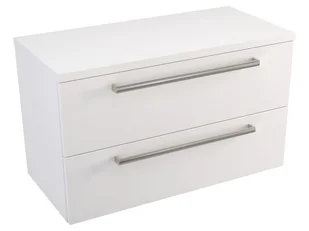 Szafka Wisząca Z Blatem ATH 80 cm - Biały Mat - Uchwyty Stal Szczotkowana - Szafki łazienkowe - miniaturka - grafika 1