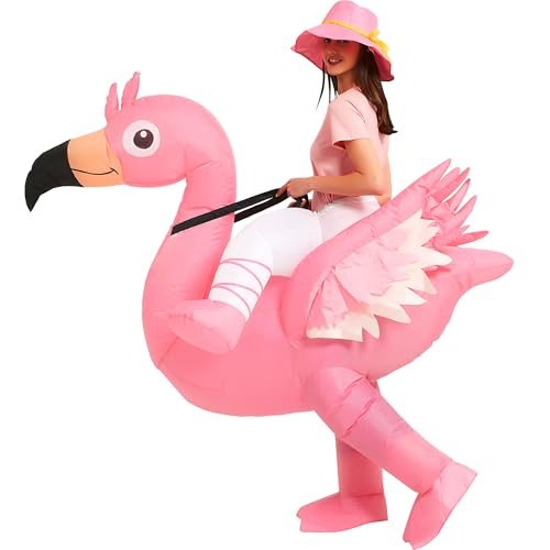 One Casa Nadmuchiwany kostium flaminga jadący na flamingu dmuchany powietrzem zabawny fantazyjny kostium na imprezę Halloween dla dorosłych