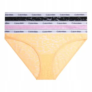 CALVIN KLEIN BIKINI DAMSKIE MAJTKI 3PK CZARNE/BRZOSKWINIA/FIOLETOWE r.XS - Majtki damskie - miniaturka - grafika 1