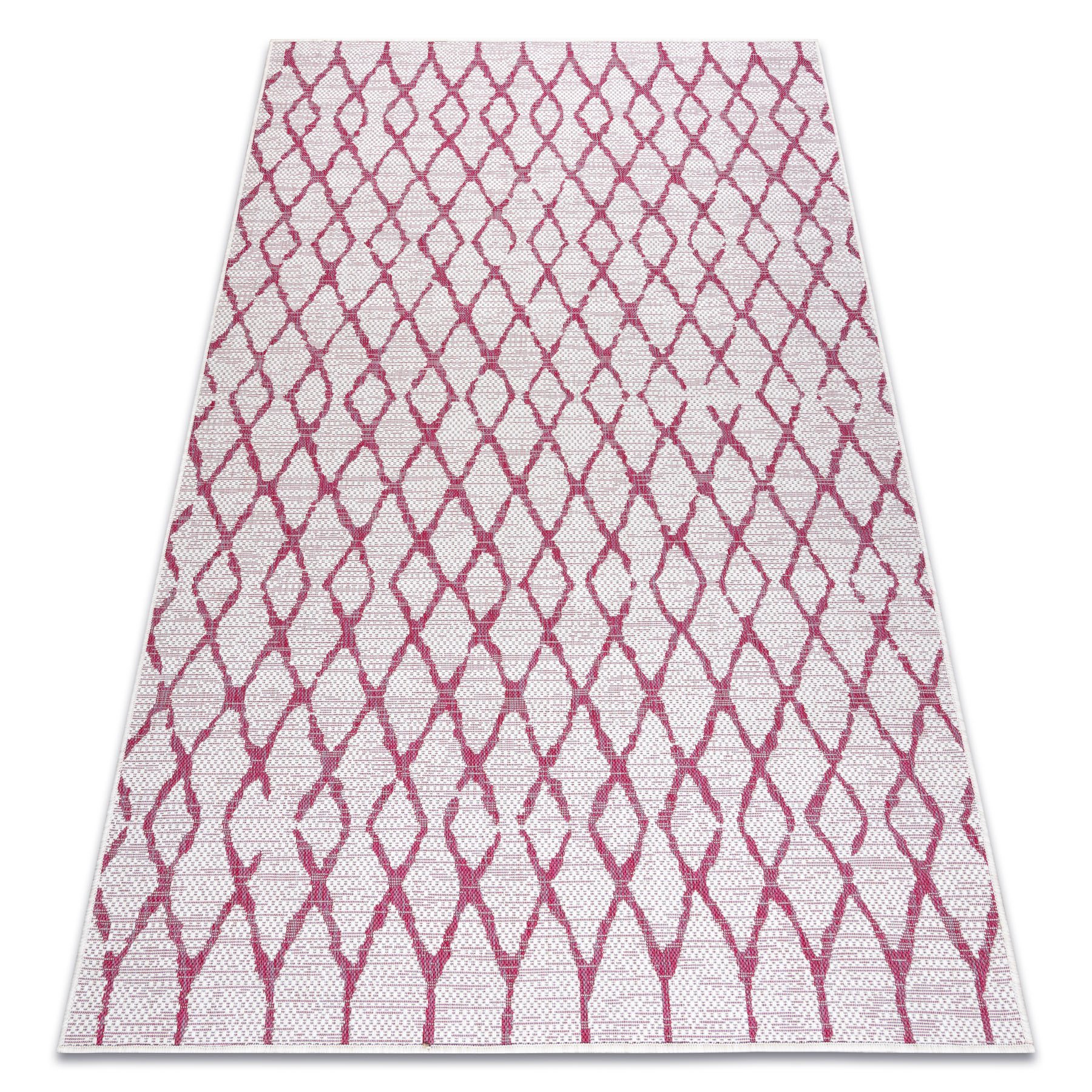 Dywan SZNURKOWY SIZAL SION Kratka 22129 płaskie tkanie ecru / fuksja różowy 160x220 cm