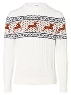 Swetry męskie - Selected - Sweter męski  SLHReindeer, biały - miniaturka - grafika 1