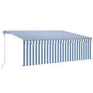 Markizy - VidaXL Lumarko Automatycznie zwijana markiza z zasłoną, 4x3 m, niebiesko-biała 3069306 VidaXL - miniaturka - grafika 1