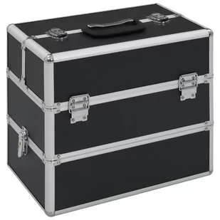 Vida Kuferek na kosmetyki 37 x 24 x 35 cm czarny aluminiowy V-91837 - Kosmetyczki, organizery i kuferki - miniaturka - grafika 1