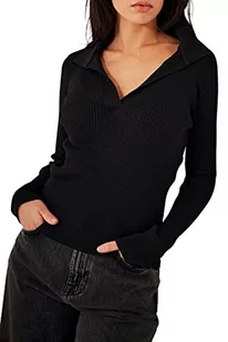 NA-KD Damska koszula z długim rękawem z pikowanym kołnierzem, Czarny, M - Koszule damskie - miniaturka - grafika 1