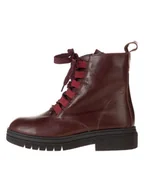 Botki damskie - lamino Skórzane botki w kolorze czerwonym - miniaturka - grafika 1