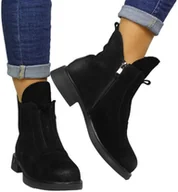 Botki damskie - Trzewiki Modne S.Barski CR42-159 Black Skóra Naturalna - S.BARSKI - miniaturka - grafika 1