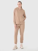 Spodnie sportowe damskie - 4F Spodnie dresowe joggery damskie - beżowe XS - miniaturka - grafika 1