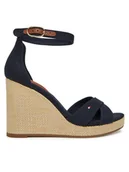 Sandały damskie - Tommy Hilfiger Sandały Flag High Wedge Espad Crisscross FW0FW08661 Granatowy - miniaturka - grafika 1