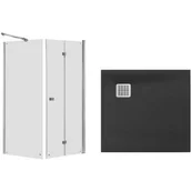 Kabiny prysznicowe - Zestaw Roca Capital kabina prysznicowa 80x80 cm kwadratowa MaxiClean z brodzikiem Terran onyks (AM4508012M, AM4408012M, AP10332032001640) - miniaturka - grafika 1