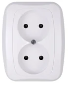 Gniazdka elektryczne - Abex Atut biały gniazdo podwójne bez uziemienia - miniaturka - grafika 1